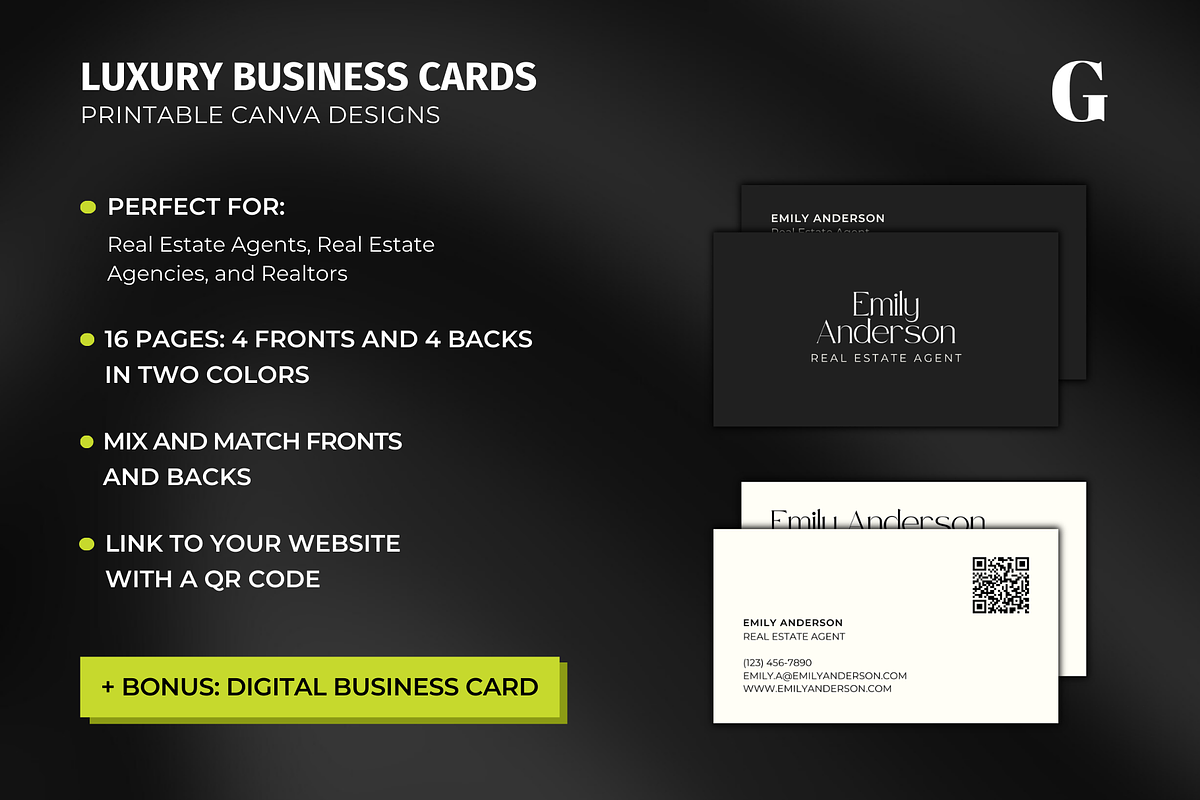 Real Estate Business Cards Canva, a Business Card Template by Meraki Templates (Photo 3 of 9)