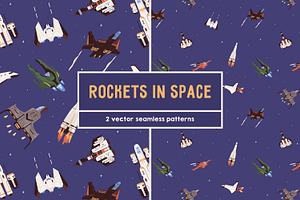 Rockets in space seamless patterns, a Pattern Graphic by Good Studio