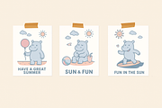 Hippo Beach Days — Clipart Bundle, an Animal Illustration by Mariia Kovalchuk (Thumbnail 11 of 13)