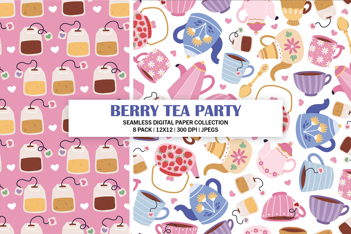 Tea Party Seamless Pattern Bundle, a Pattern Graphic by Alanna Messina Design Co (Photo 3 of 8)