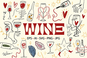 Wine Bundle (Valentine's Day Set), a Food Illustration by Annie Konst