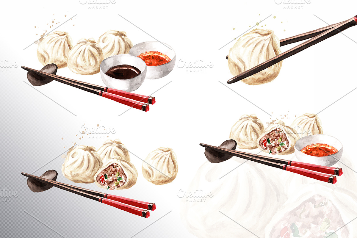 Dim Sum. Chinese dumplings, a Food Illustration by Daria Ustiugova (Photo 4 of 6)