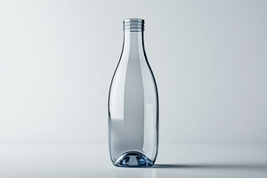 Empty Glass Bottle on White Backgrou, a Background Photo by Pixeness Studio
