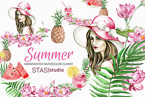 Tropical Summer Watercolor Clipart