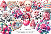 Valentines Day Watercolor Clipart, an Illustration by SinaCreation (Thumbnail 1 of 11)
