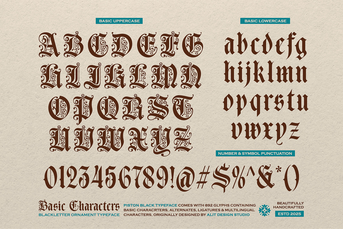 Piston Black Typeface, a Blackletter Font by alit design (Photo 7 of 19)