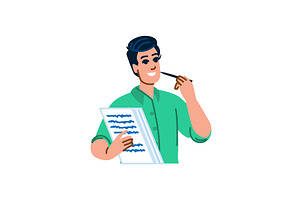 Young man reading and thinking with, an Education Illustration by pikepicture