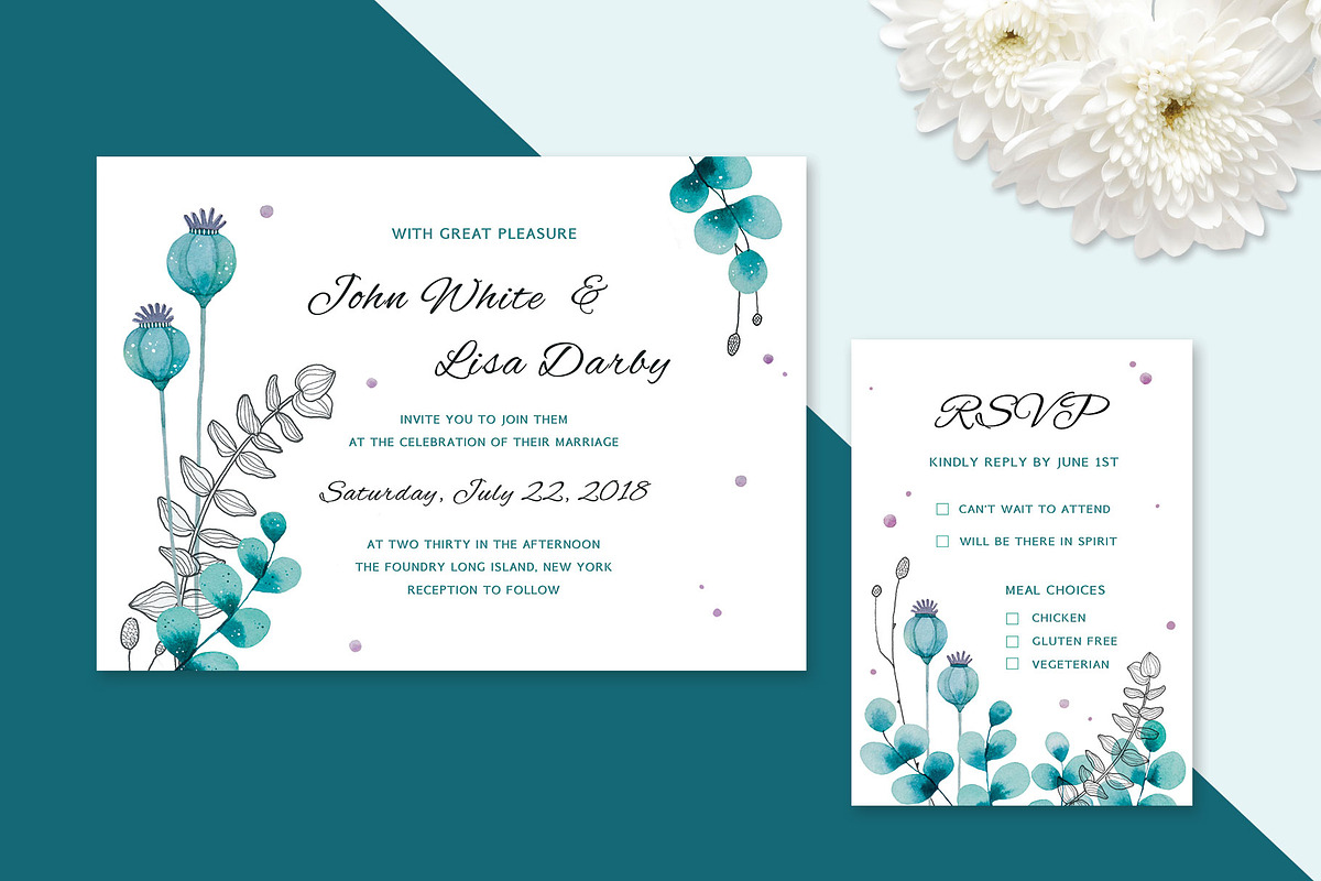 Wedding Invitation Suite Foliage, an Invitation Template by Designifty (Photo 3 of 5)
