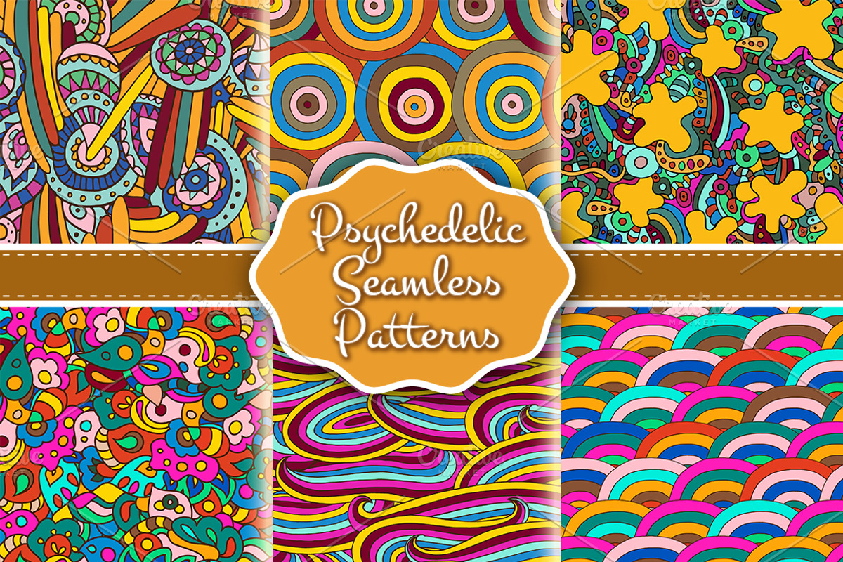 Set of psychedelic seamless patterns, a Pattern Graphic by Sapunkele (Photo 1 of 4)
