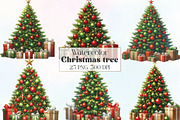 Watercolor Christmas tree Clipart, an Illustration by CraftArtStudio (Thumbnail 1 of 6)