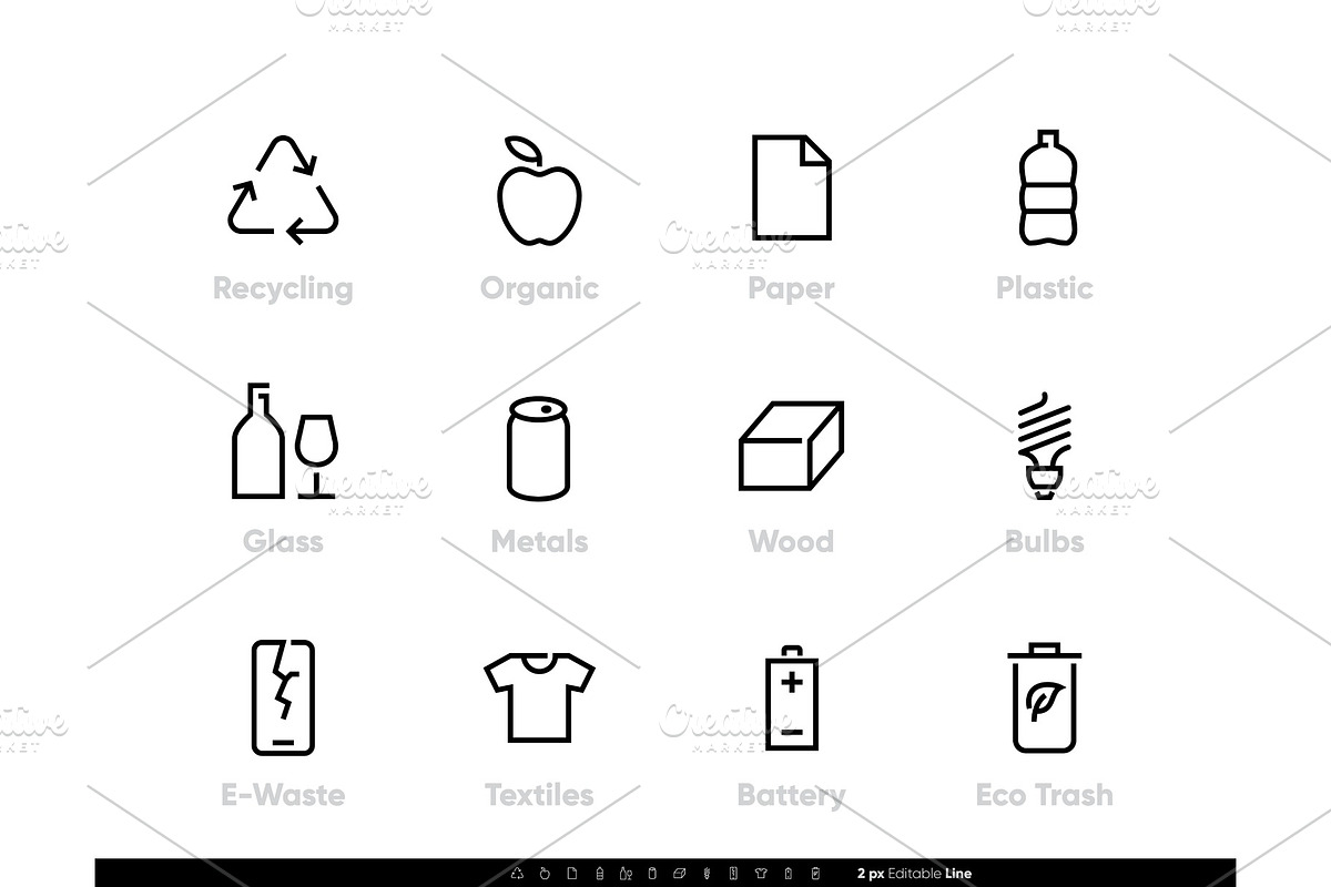 Recycling vector icons. Sorting, an Object Illustration by theungsys