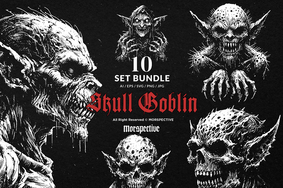 10 Bundle Dark Art Skull Goblin Orc, an Illustration by Morspective (Photo 1 of 7)