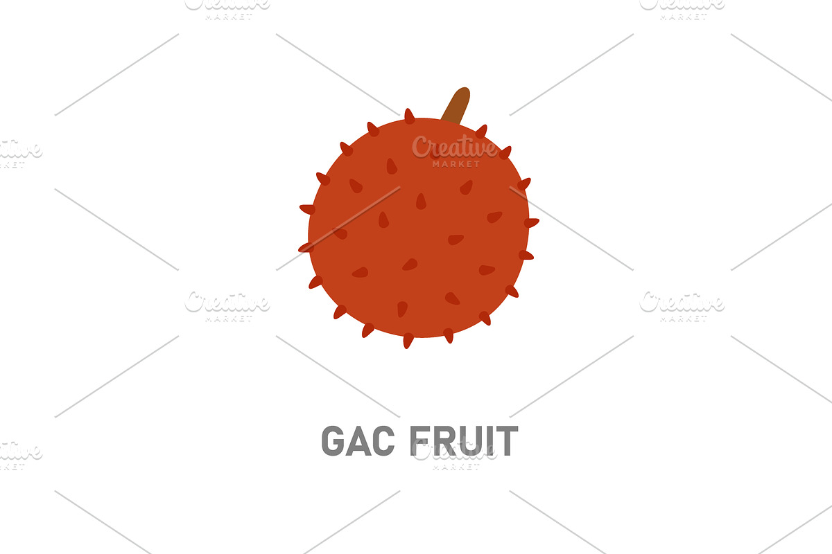 Gac tropical fruit. Spiky exotic, a Food Illustration by GraphiShop