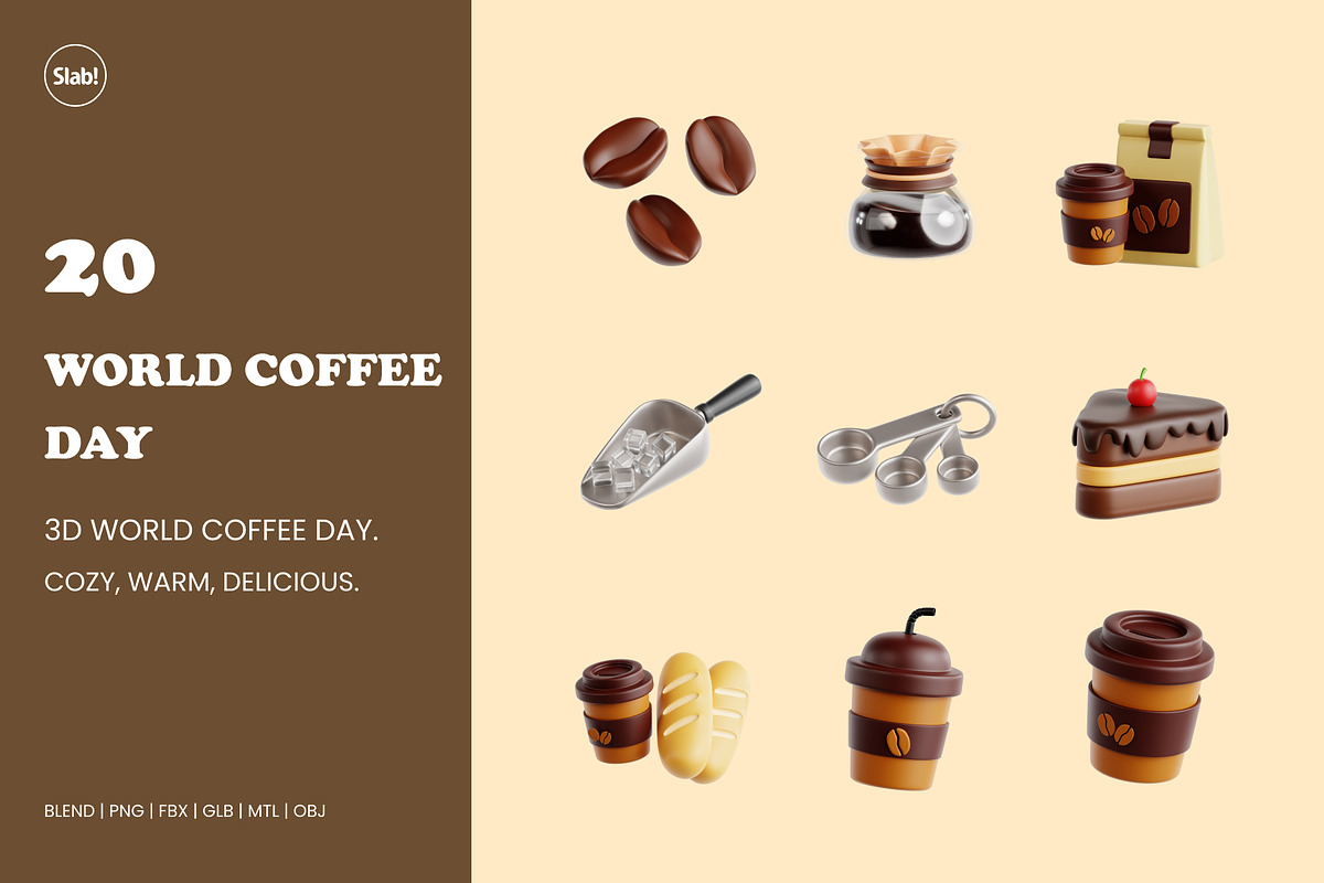 3D Coffee Day Icon, an Object 3D Model by SLAB! Design (Photo 1 of 4)