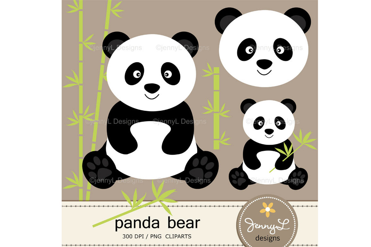 Panda Bear Digital Papers & Clipart, a Pattern Graphic by JennyL Designs (Photo 2 of 4)