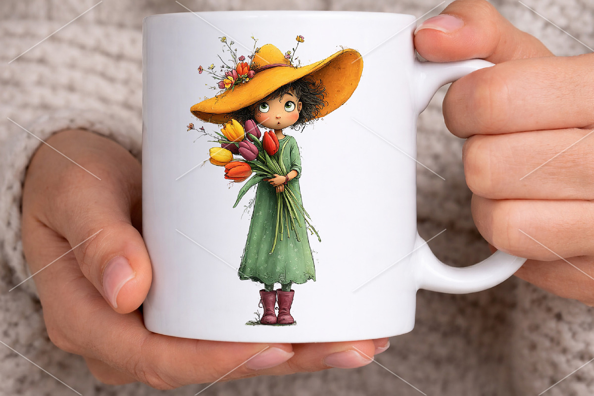 Whimsical Little Girl Spring Clipart, an Illustration by Canvas Craft (Photo 4 of 7)