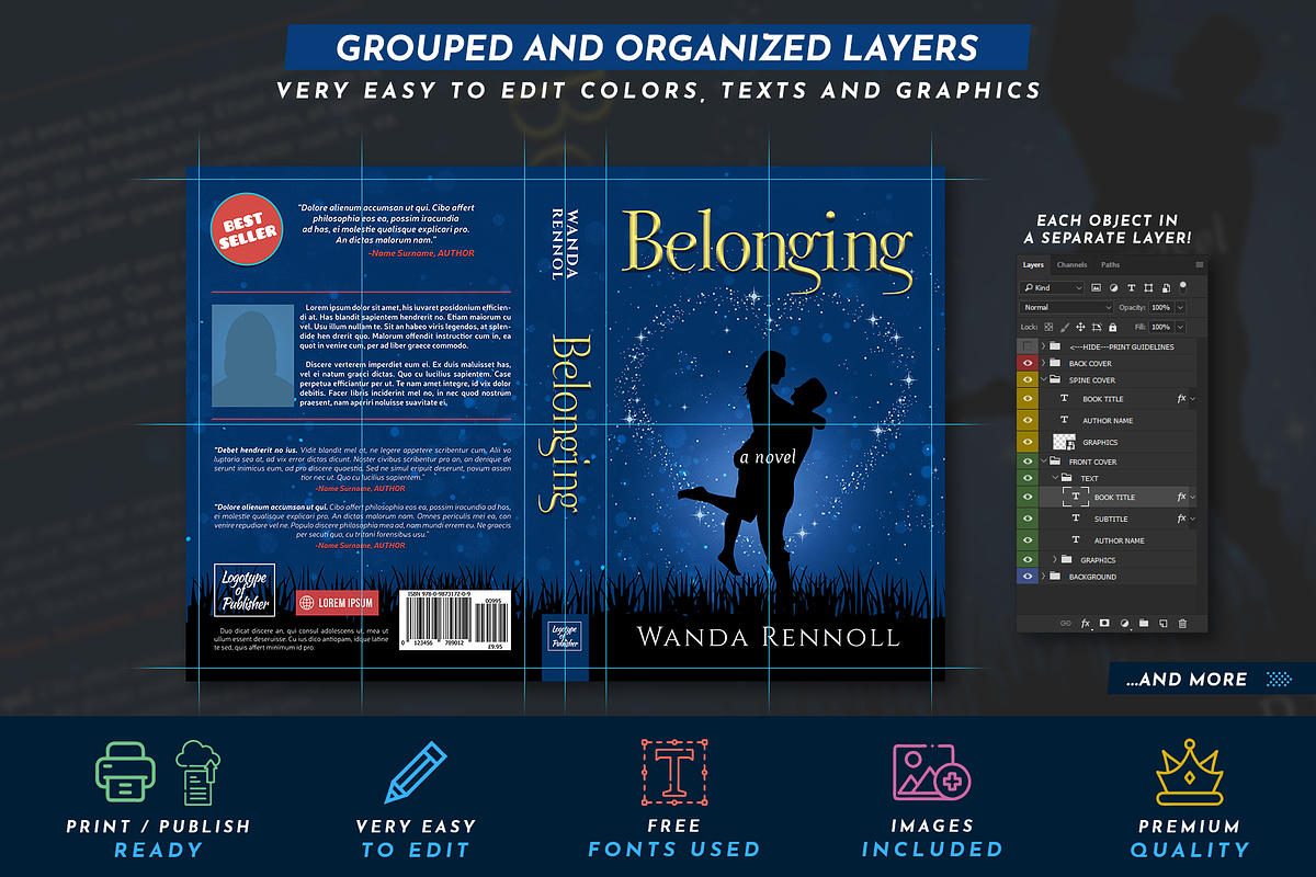 Book Cover Template 57, a Templates & Theme by Digital Goods (Photo 3 of 11)