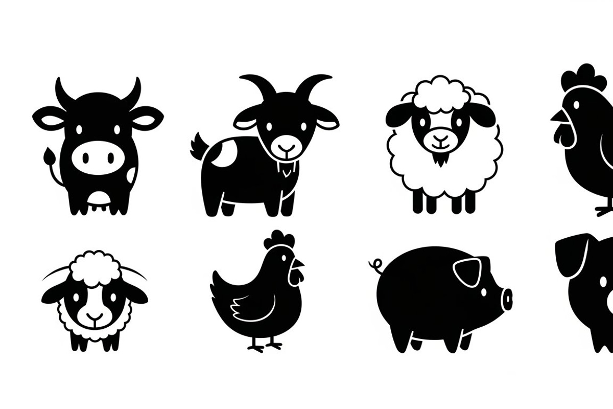 Cute Farm Animal Silhouette Bundle, an Illustration by hafijul (Photo 39 of 51)