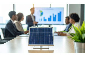 Solar panel placed on office desk, a Business Photo by Igor Tichonow