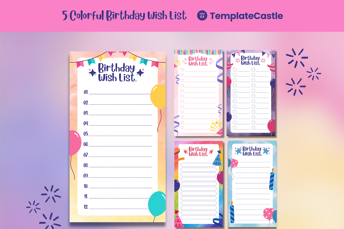 Colorful Happy Birthday Wish List, a Templates & Theme by TemplateCastleStore (Photo 2 of 9)
