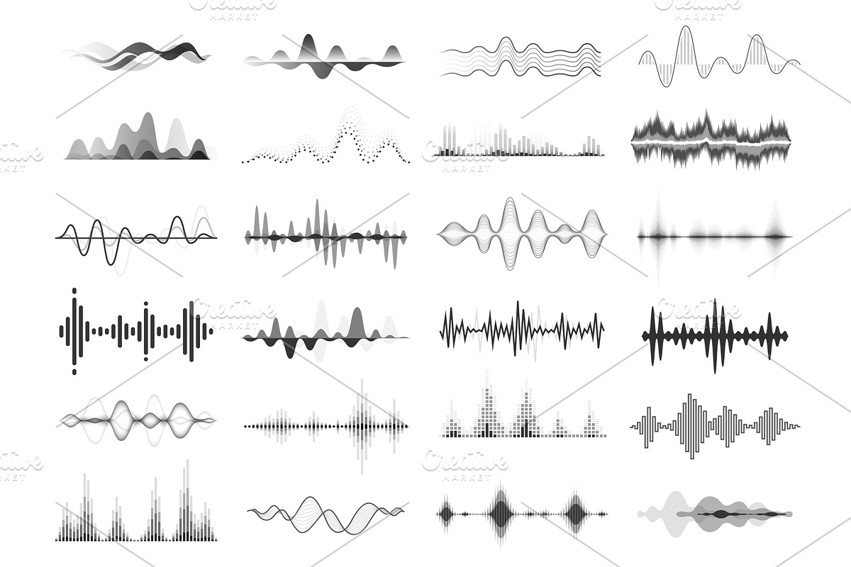 Black sound waves, music beat, audio, a Technology Illustration by Frogella