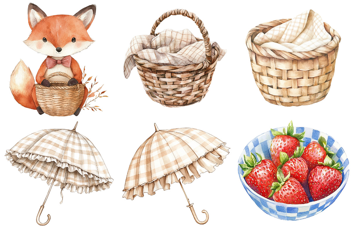 Woodland Picnic Clipart, an Illustration by CitraGraphics (Photo 4 of 5)