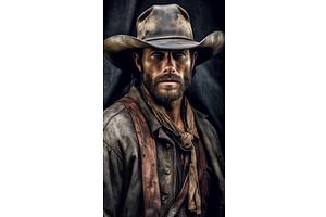 Cowboy Banner Portrait. Generate Ai