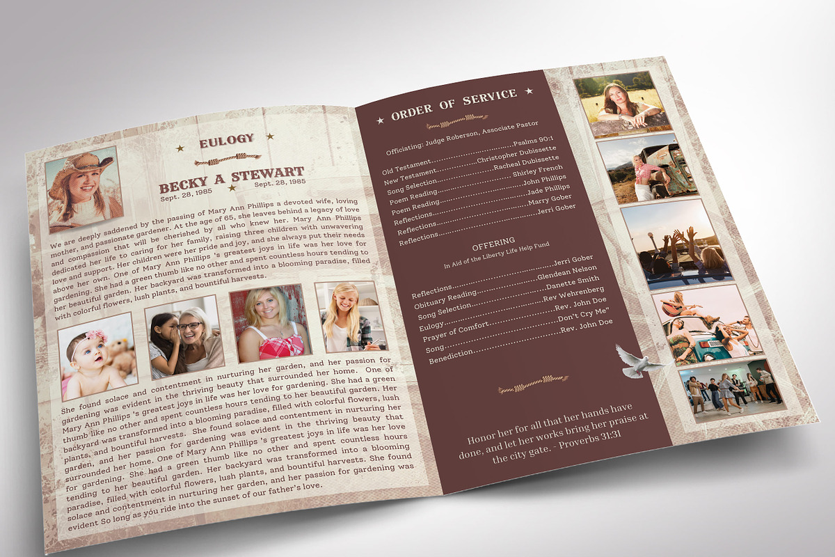 Cowgirl Tabloid Funeral Program Template preview 3