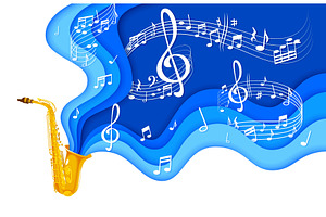 Paper cut saxophone notes, a Decorative Illustration by Vector Tradition