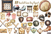 Vintage Baseball Game Day Clipart, an Illustration by DreamCafeArt (Thumbnail 1 of 7)