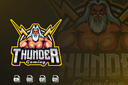 Zeus Thunder Mascot Logo Template, a Branding & Logo Template by HasnainGFX (Thumbnail 1 of 3)