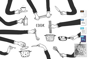 Restaurant Kitchen Cooking Hands Set