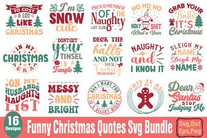 Funny Christmas Quotes SVG Bundle, an Object Graphic by DollarSmart