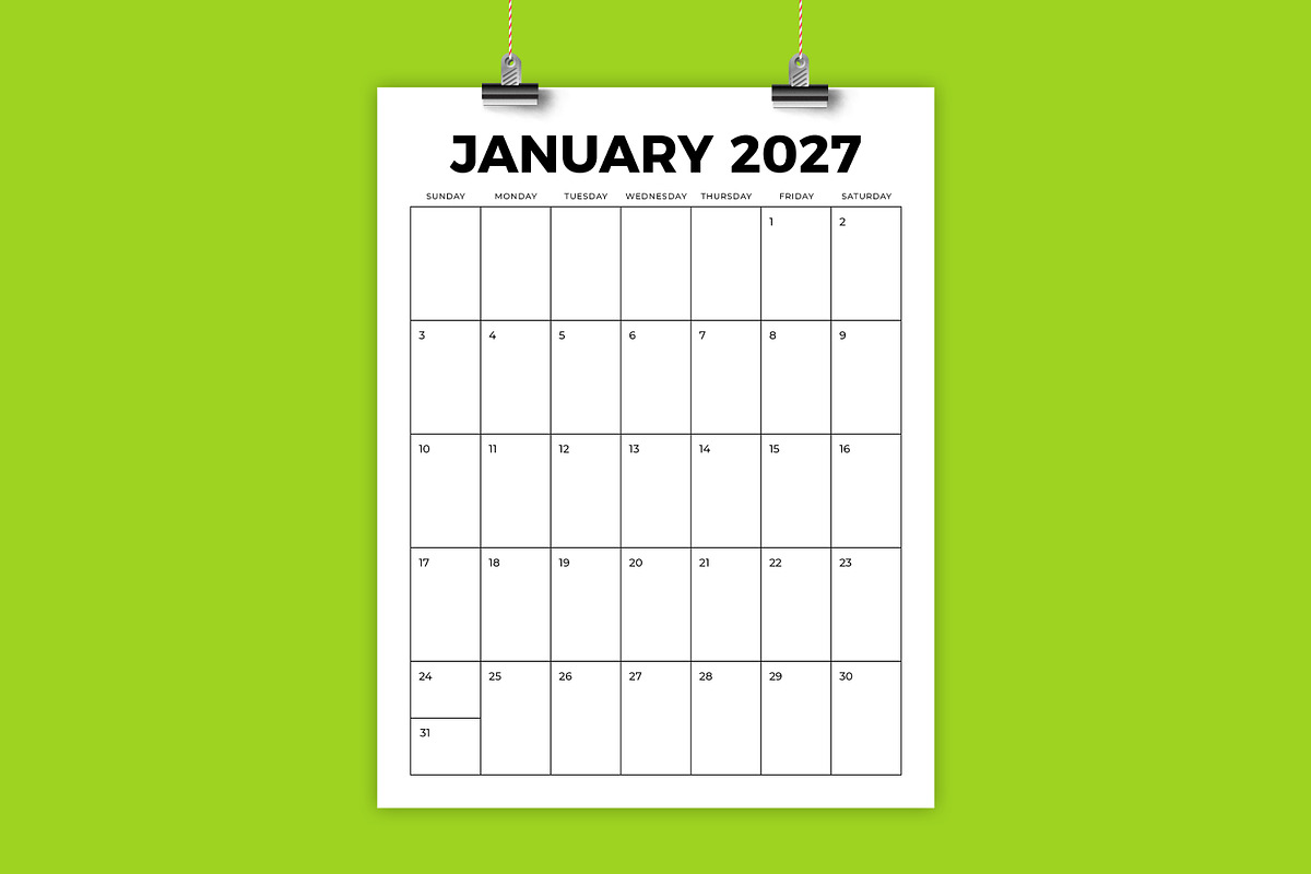 2027 Vertical 8.5x11 Inch Calendar, a Stationery Template by Running With Foxes (Photo 1 of 5)