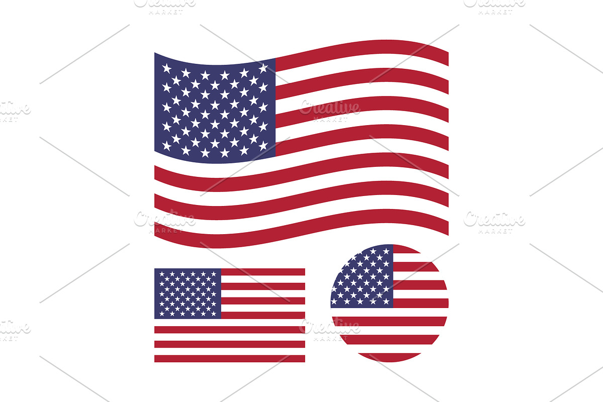 American Flag Icons Set. US Flag, a Background Graphic by Magurok