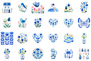 Dutch Folk Blue Clipart Set, an Illustration by Sublimation Artist (Thumbnail 2 of 6)