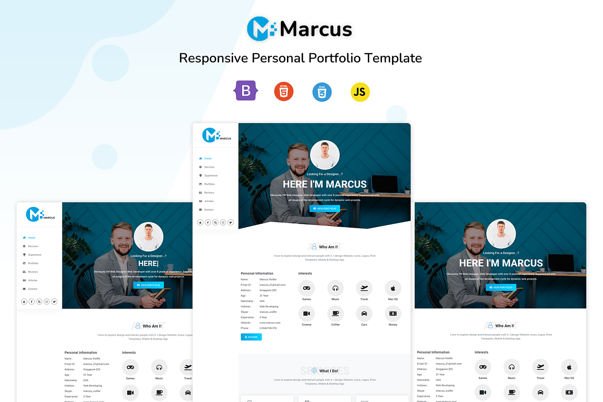 Marcus - Personal Portfolio Template, a Bootstrap Template by shreethemes