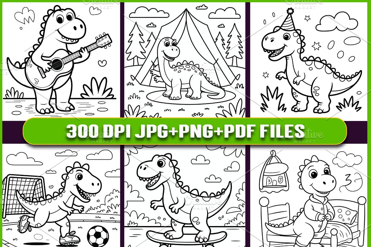 Friendly Dinosaur Coloring Book, an Animal Illustration by Ink Gallery (Photo 2 of 5)