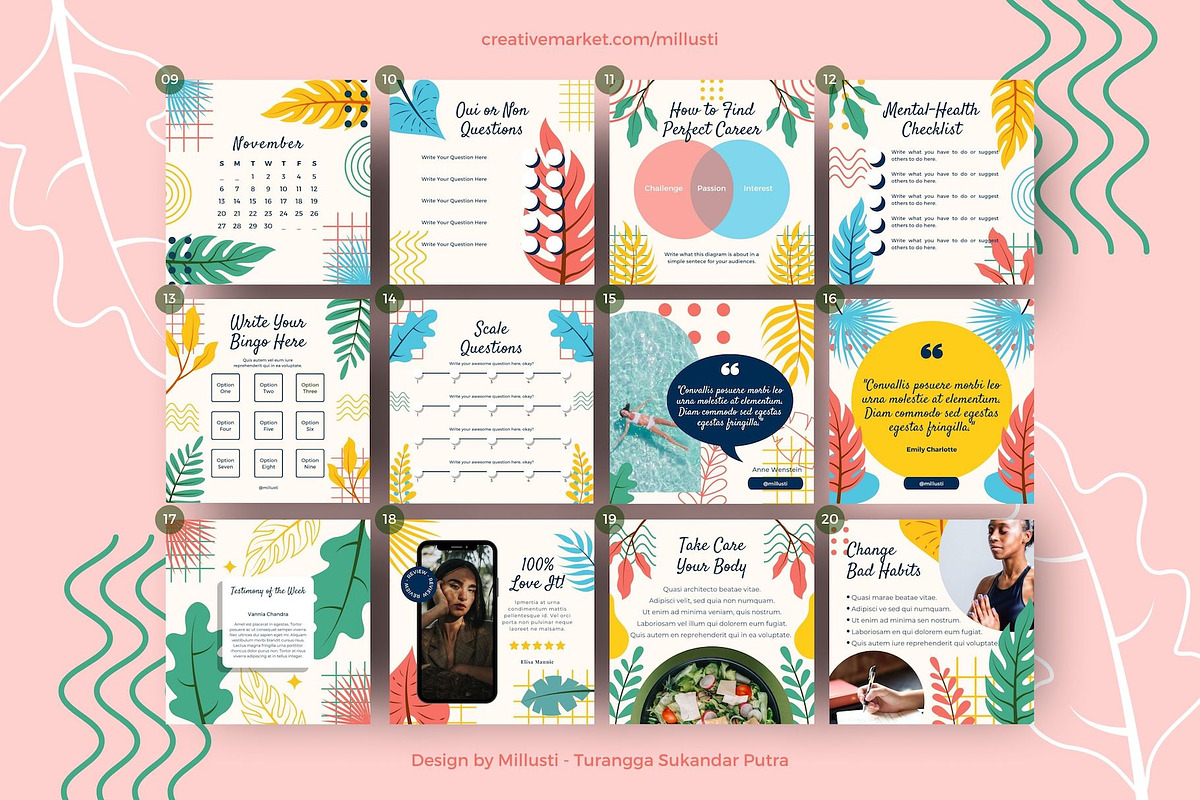 Tropical Leave Social Media Template, a Social Media Template by Millusti (Photo 3 of 11)