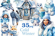 Cold Winter Clipart | Blue Christmas, a Person Illustration by GlamArtZhanna (Thumbnail 1 of 5)