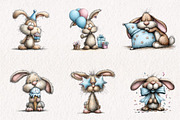 Watercolor Birthday Bunny Clipart, an Animal Illustration by CreationArt (Thumbnail 3 of 14)