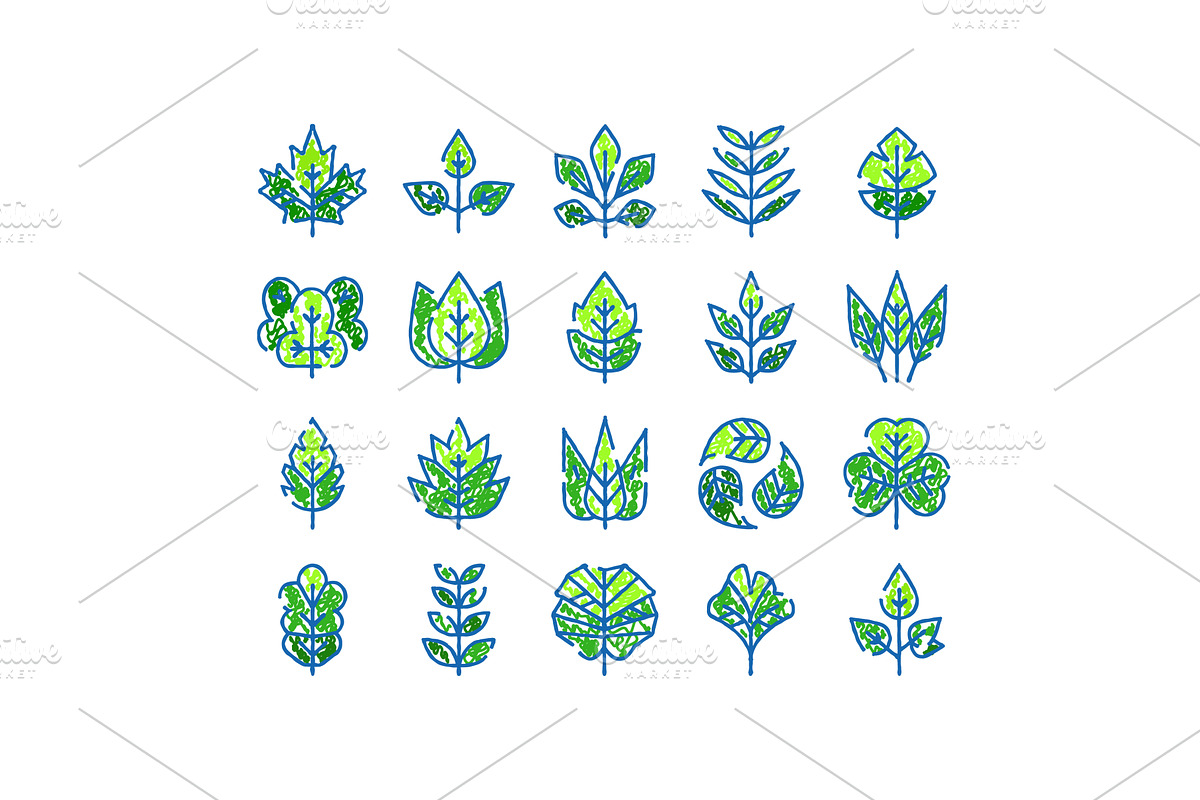 Green leaf icons set for nature and, an Object Illustration by pikepicture
