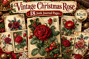Vintage Christmas Rose Printable, a Background Graphic by Printable Treasure (Thumbnail 1 of 3)
