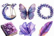 Magical Garden Purple Fairies Clipar, an Illustration by Craft Nest (Thumbnail 2 of 6)
