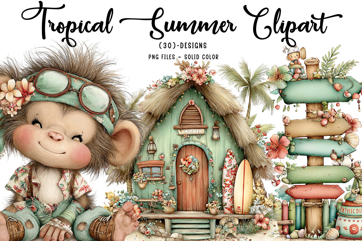 Tropical Summer Clipart, an Illustration by CreationArt (Photo 1 of 7)