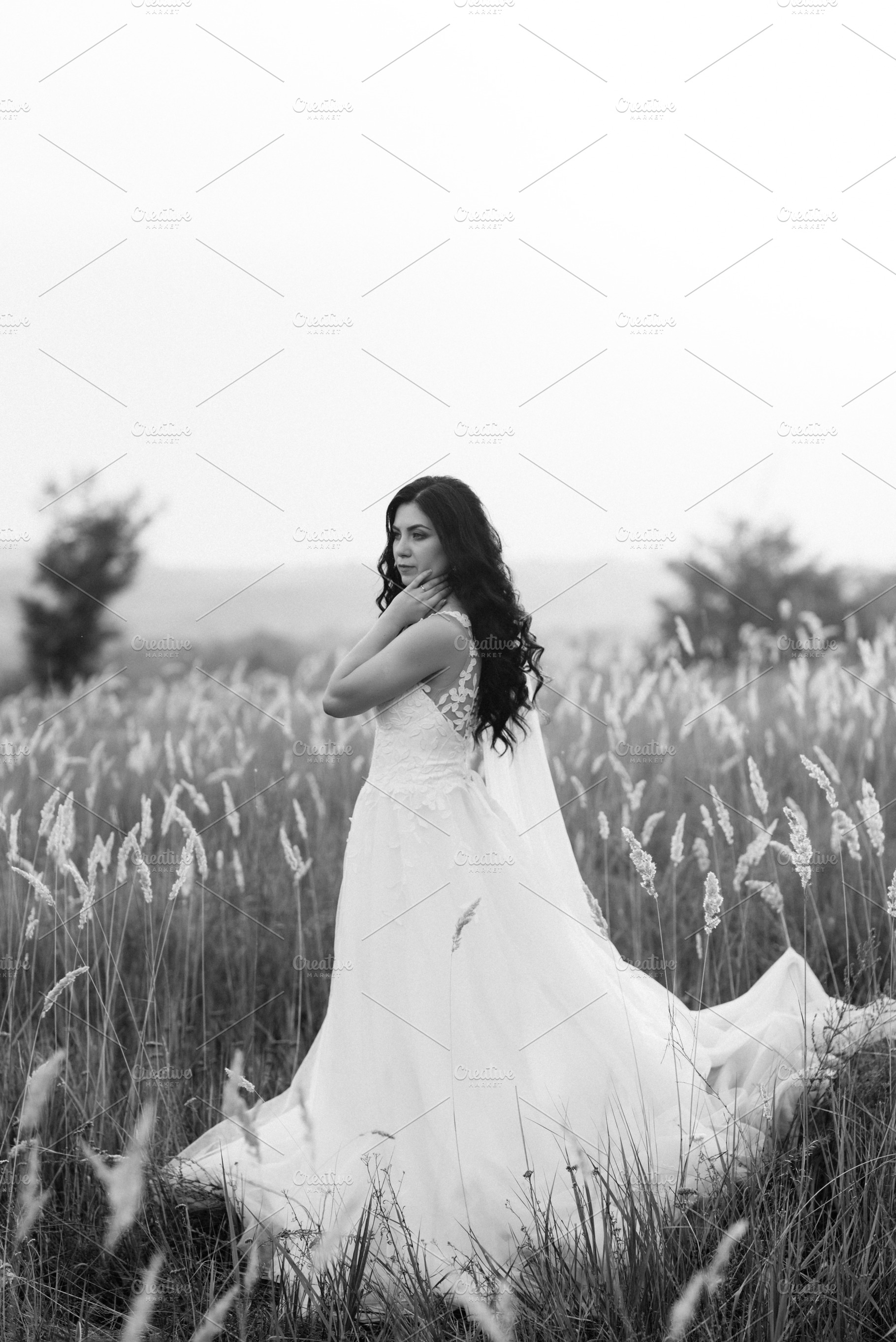 girl are walking in the green hills, a Person Photo by Weddings, People, Travel