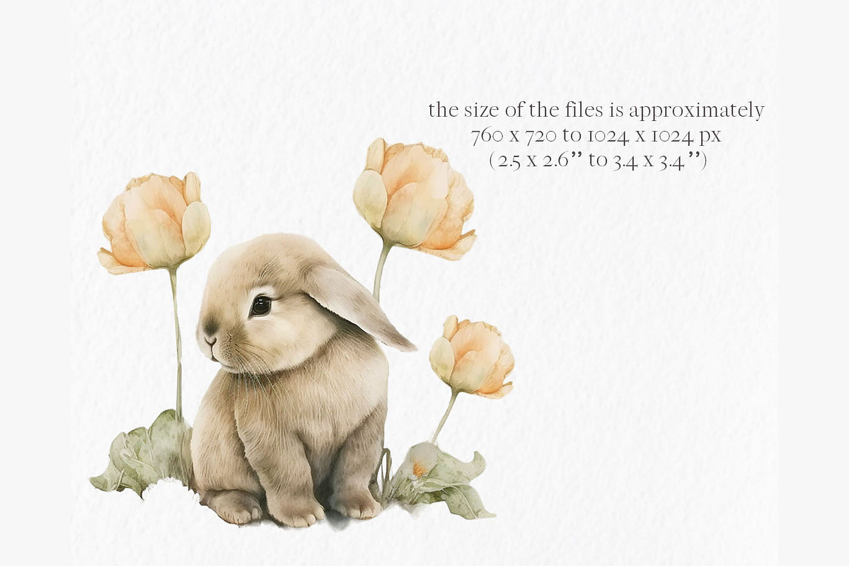 Garden rabbits Watercolor Clipart, an Object Graphic by MyLittleMeow (Photo 3 of 6)