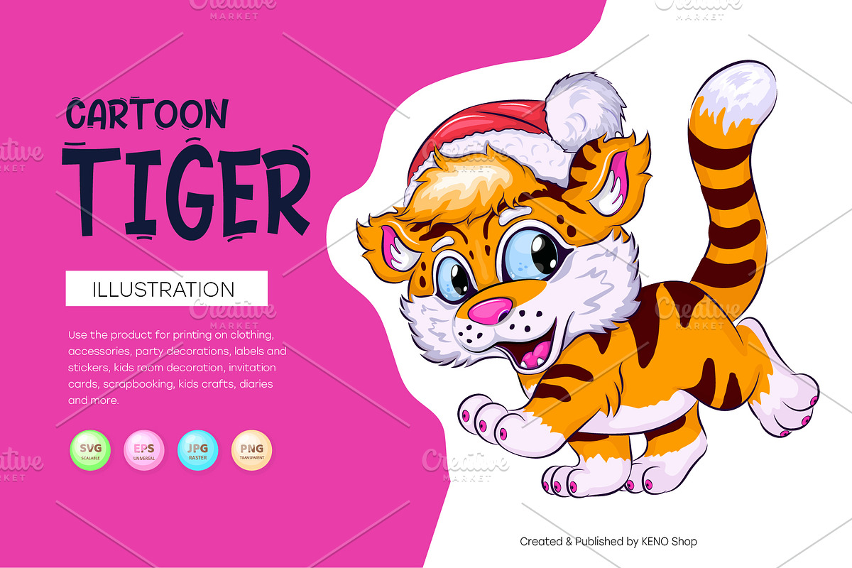 Cute Cartoon Tiger., an Animal Illustration by KENO Mascots (Photo 1 of 9)