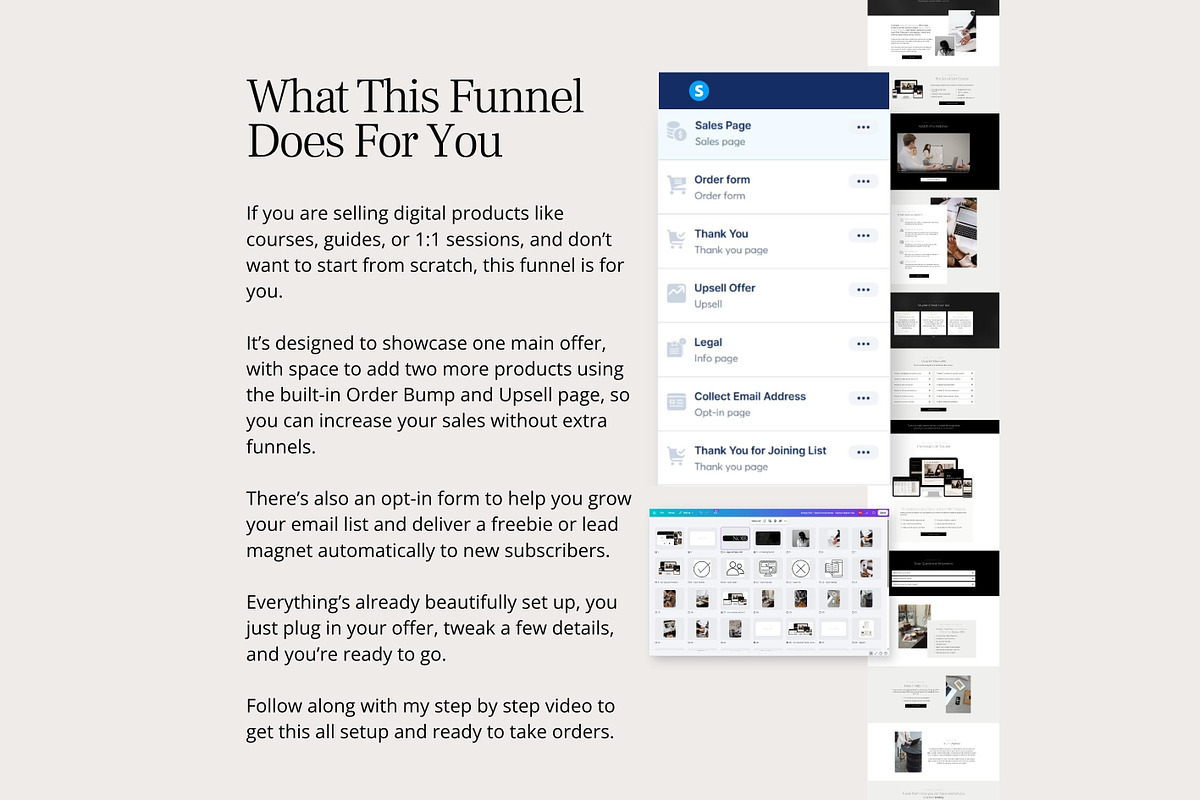Systeme.io Simply Noir Funnel, a Landing Page Template by Hayley's Digital Hub (Photo 2 of 10)
