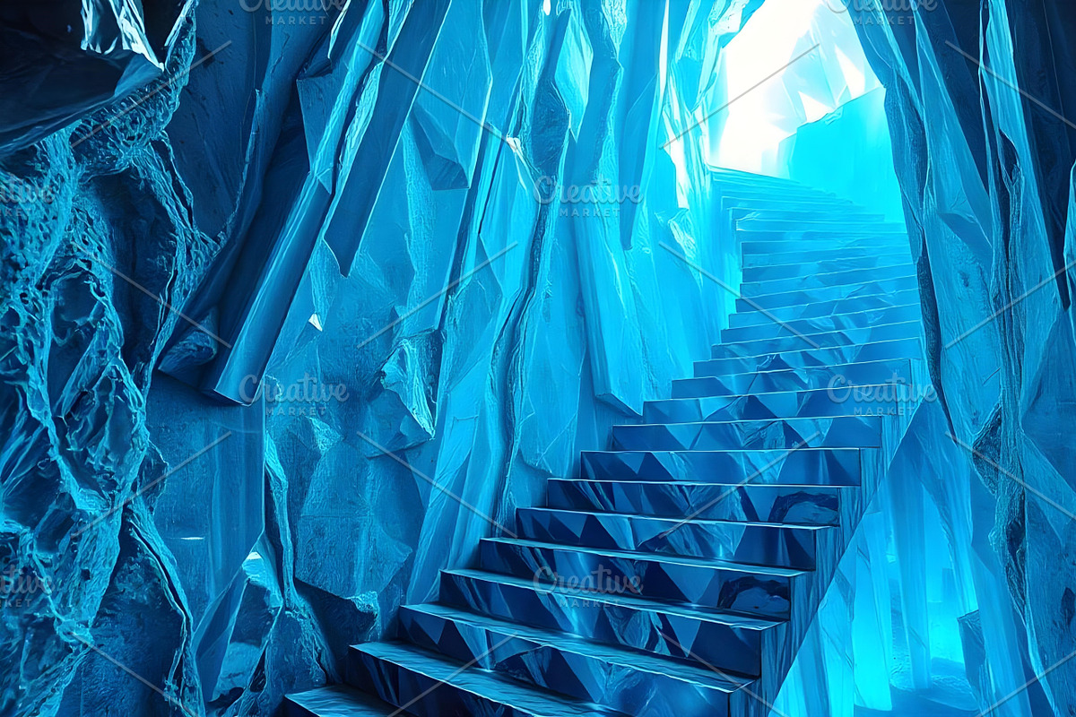 Ice Cave Stairs Blue Crystal Photo, a Background Graphic by Aura Canyon HQ (Photo 1 of 8)